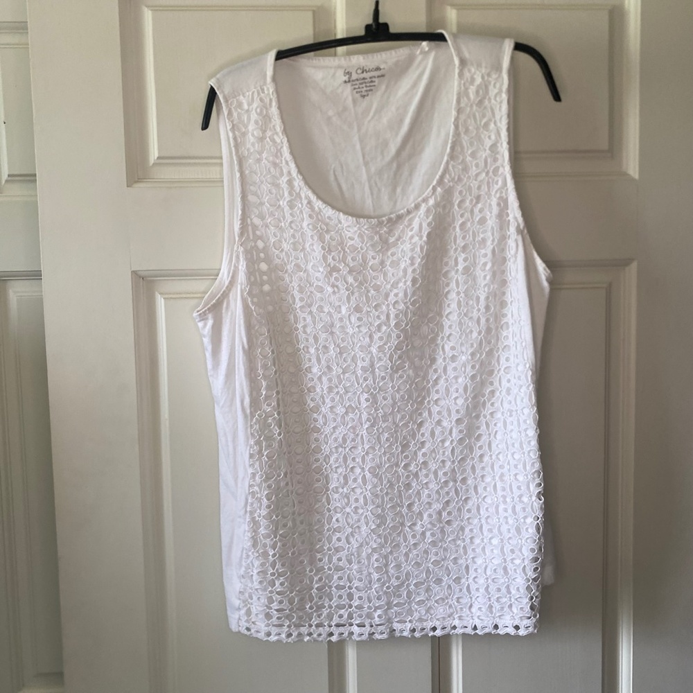 *SET* Chico's Zenergy Collection White Eyelet Jacket & Tank - Sz XL (Chico's 3) - Picture 8 of 13